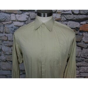 IKE BEHAR New York Men 's Shirt Beige Tan All Cotton Point Collar 15.5- 34